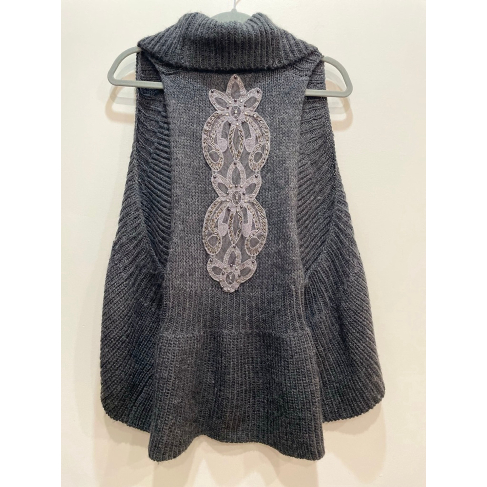 Willow & Clay Anthropology Wool Knit Bead Embellished Vest L Fairy Grunge Y2K